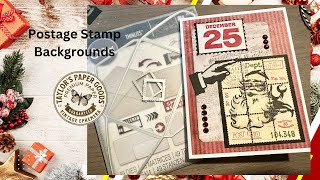 Postage Stamp Background using Tim Holtz Postale Die