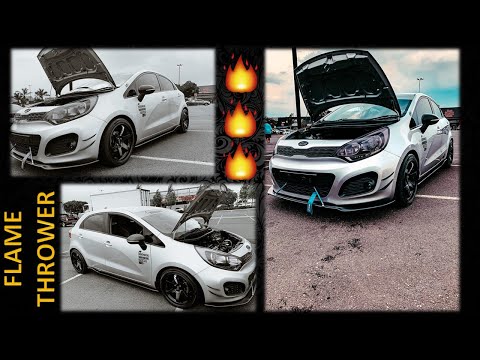 Insane Straight Piped FLAME THROWING *Kia Rio* // Pops And Bangs Set Off Car Alarms!