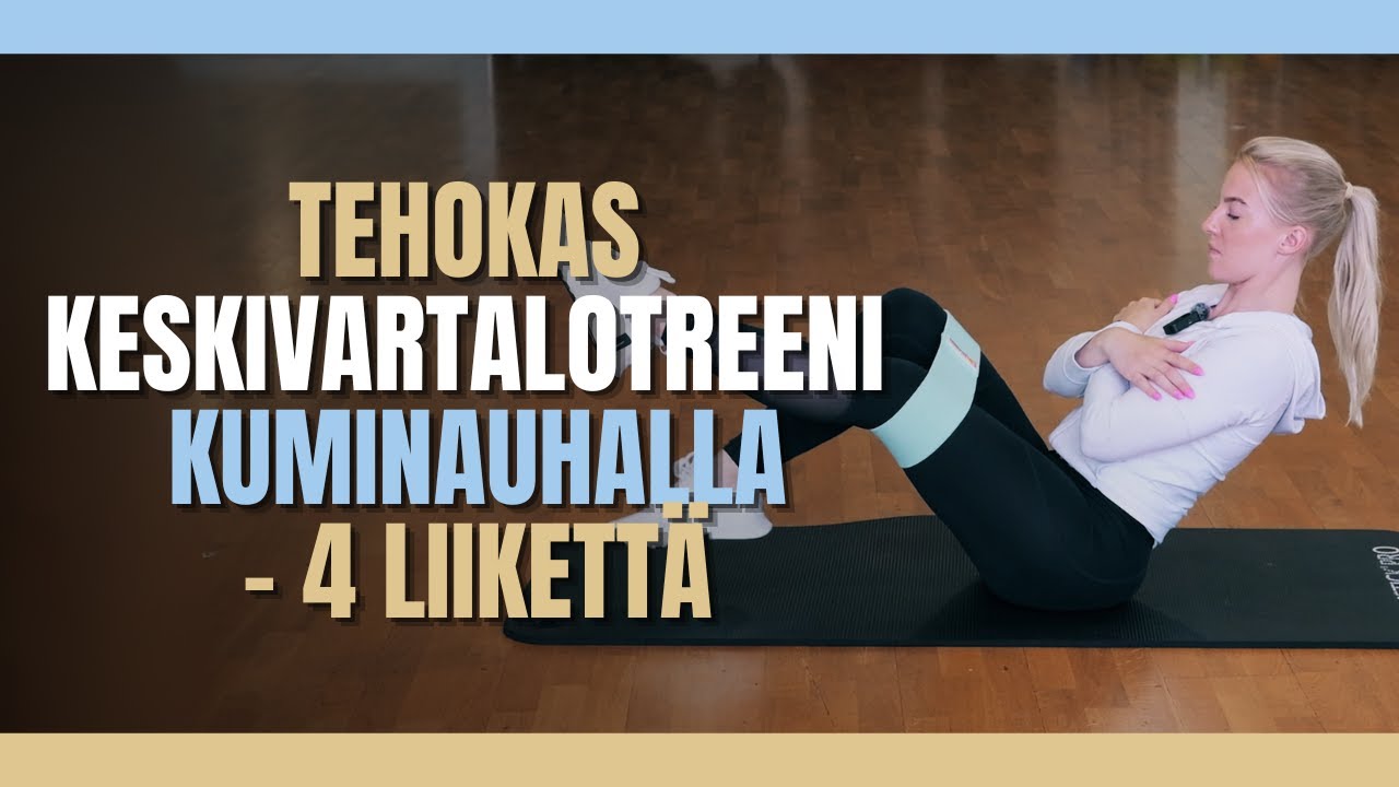 Tehokas keskivartalotreeni vastuskuminauhalla – 4 liikettä ☀️✈️