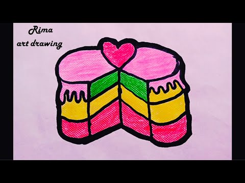HOW TO DRAW A CUTE CAKE EASY STEP BY STEP || How to draw a cake step by step|| DRAW CUTE THINGS
