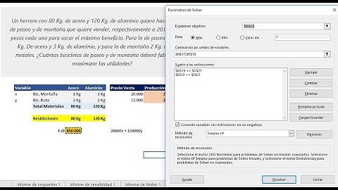 Utilizar Solver : Ejercicio resuelto con Solver en Excel