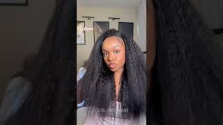 Only 4 easy steps to install a half wig😮💨Super beginner friendly💗#curlymehair #halfwig #wigs #fypp