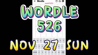 Wordle 526 November 27 Sunday | Starting Word POUTY