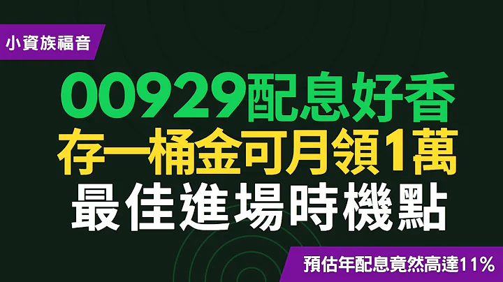 00929配息好香、年息11%，小資族存滿1桶金，就可以月領1萬元幫自己無痛加薪？！現在可以進場嗎？！~CC中文字幕 - 天天要聞