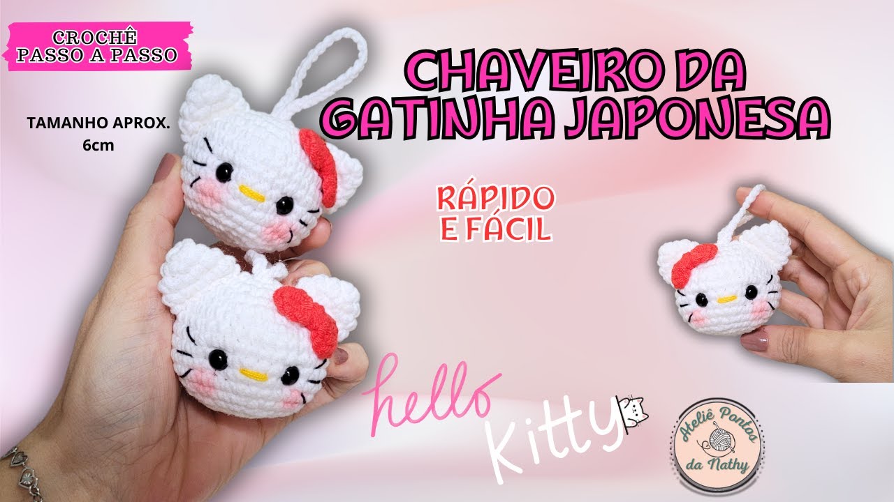 SUPER FAST AND EASY JAPANESE KITTY AMIGURUMI KEYCHAIN - YouTube