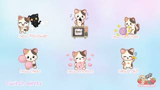 Animated Twitch Alert Bundle - Calico Kitty / Cat Twitch Alerts / Stream alert