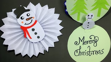 How to Make DIY Pop Up Christmas Card with Tree and Snowman || Snowman Christmas Card