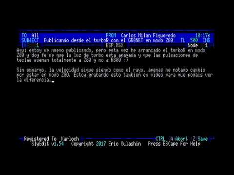 HispaMSX BBS from real MSX turboR + GR8NET, full ANSI color! Z80 mode