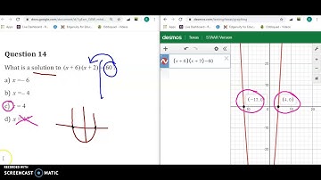 Finding solutions from quadratic functions using Desmos Calculator