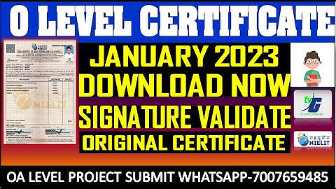 O LEVEL CERTIFICATE आ गए है डाउनलोड करे | JAN 2023 | SIGNATURE VALIDATE  ORIGINAL CERTIFICATE 2023