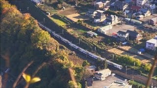 (中央線) 特急あずさ・かいじ E257系電車0番台を展望 (紅葉) Limited express Train