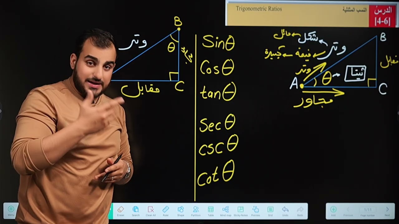 الفصل الرابع/الدرس السادس/ النسب المثلثية/ محاضرة1