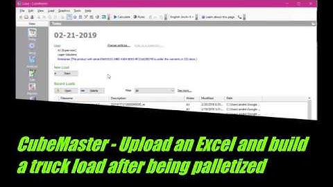 CubeMaster -  Upload an Excel and build a truck load after being palletized