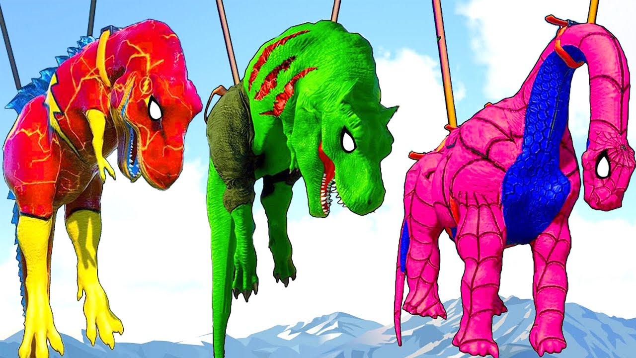 All Dinosaur SuperHeroes Battle Spider-Man T-rex Distortus Rex Indominus Rex in Jurassic Spiderman 🦖