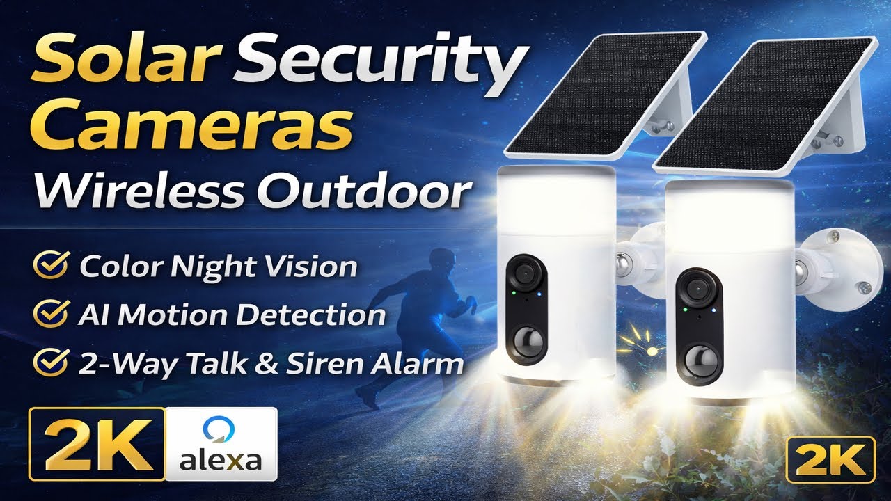 Обзор солнечной камеры видеонаблюдения ANRAN — камера с прожектором 2K, цветным ночным видением, ...