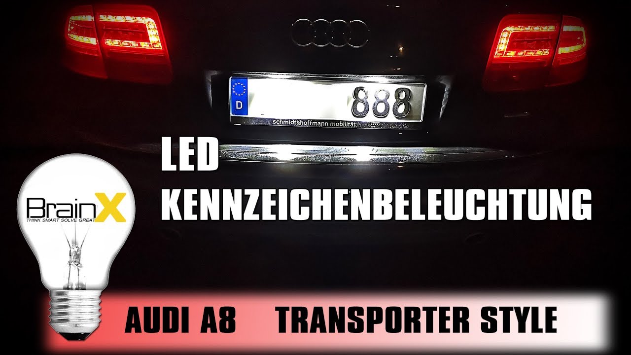 Install LED license plate light AUDI A8 A6 A7 Transporter Style