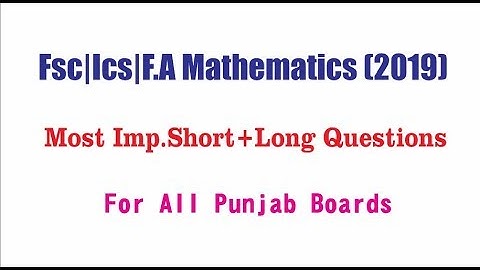 Inter Part 2 Mathematics Guess 2019