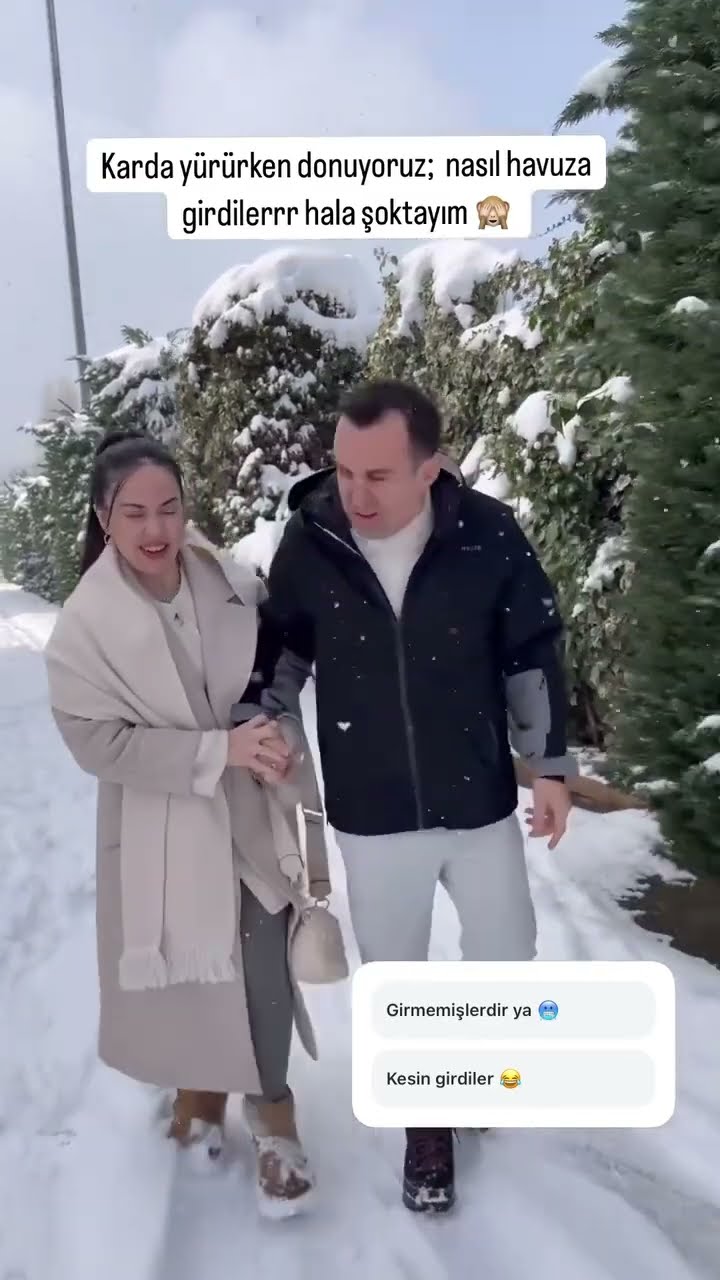 Karda yürürken donuyoruz;nasıl havuza girdilerr hala şoktayım ?