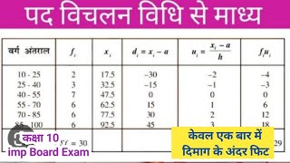पग विचलन विधि से समांतर माध्य निकालें / Step deviation method in Hindi / pag vichalan Vidhi Class 10