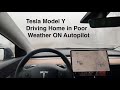 Model Y Driving Home in Poor Weather on Autopilot