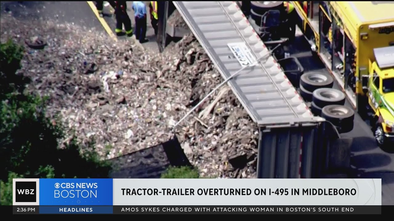 tractor-trailer-overturns-on-route-495-in-middleboro-youtube