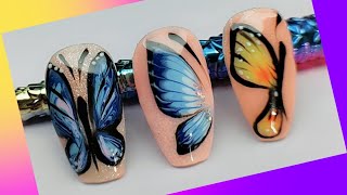 butterfly nail design 🦋💅🏻 رسم فراشات الاظافر