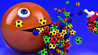 العاب بنات  للأطفال والبيبي Learn Colors with PACMAN and 3D Baby Milk Bottle Soccer Ball for Kid