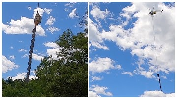 Helicopter Cuts Power line Trees with massive AirSaw. MD500 helicopter and amazing skilled pilot.