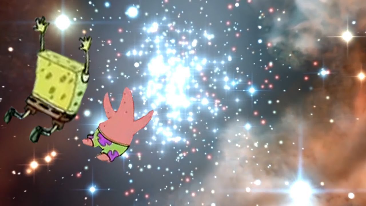 spongebob flying in space | shooting stars meme - YouTube