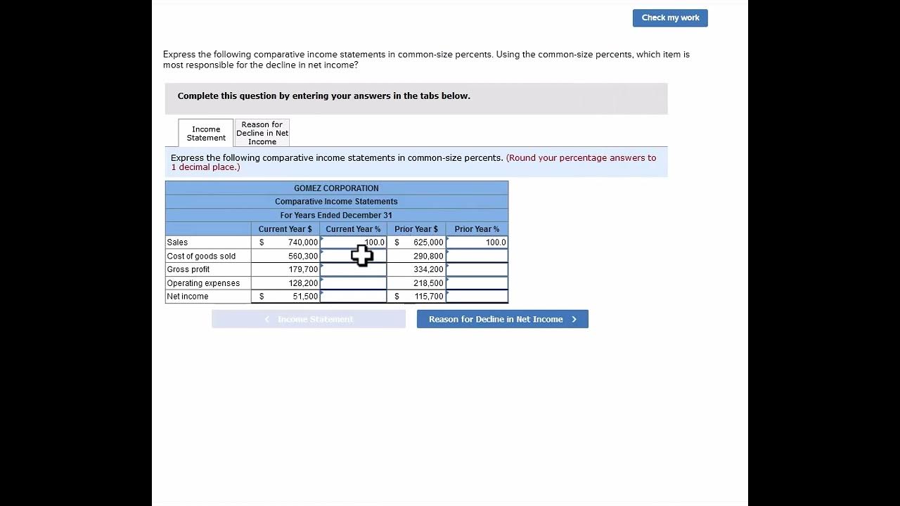 comparative-income-statements-in-common-size-percents-youtube