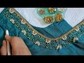 Trendy And Easy Aariwork Blouse Design With Normal Needle #aariwork #embroidery #blousedesign #aari