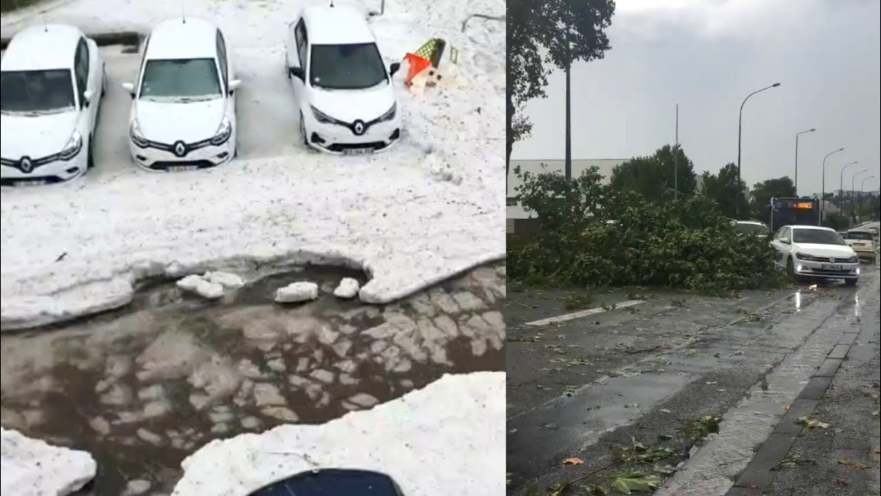 Incredible! Heavy Storm and Hail Rain hit France Saint Étienne Lyon! - Saint Étienne Lyon Orages