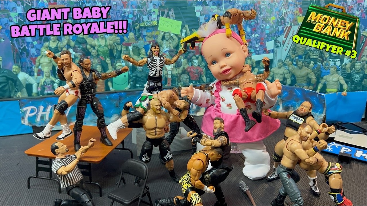 Матч WWE «Королевская битва 15 участников» с участием 15 фигурок младенцев.