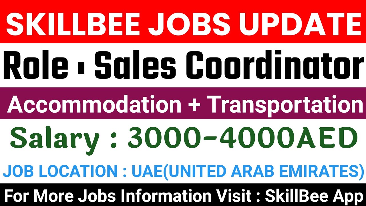 JOB IN UAE / Role Sales Coordinator / Company Oasis Air Conditioner