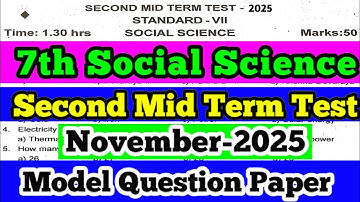 7th Standard social science Second Mid Term Test Question Paper Model November-2025 orignal Question