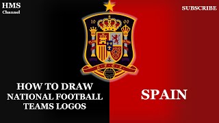 How to draw National Football Team Logos | Spain / Logotipos De Selecciones De Fútbol | España