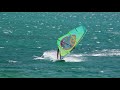 Windsurfing first switch stance duck jibe and nicer airjibes with 12 years