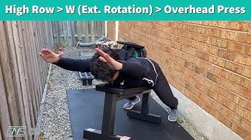 High Row to External Rotation to Overhead Press - Chest Supported on Incline Bench