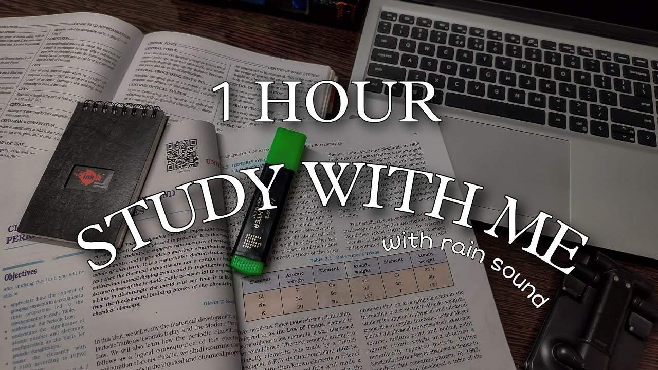 study vlog 📚 | 1 HOUR STUDY WITH ME | Rain sounds, lots of note taking ...