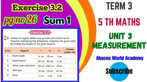 5th standard maths/Term 3 unit 3 Measurements/Exercise 3.2 Sum 1 pg no 26/New samacheer