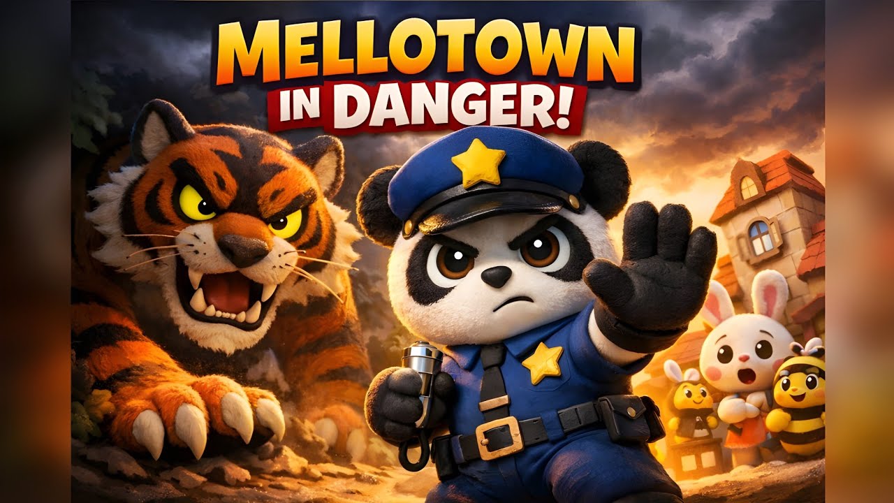Tiger Attacks Mellotown! Heroic Panda Officer Monchu Saves the Day 🐯🐼 