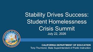 Stability Drives Success A Summit on the Student Homelessness Crisis