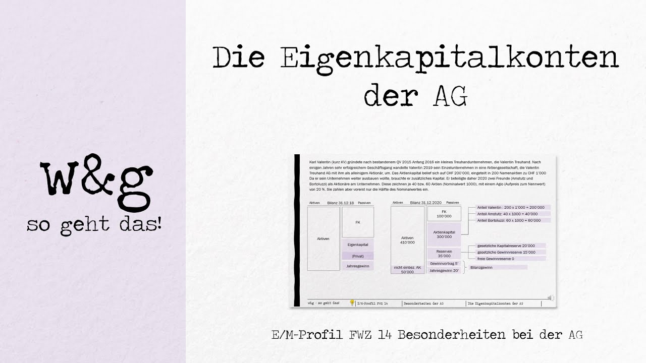 Update FWZ 14 Besonderheiten der AG - #1 Die Eigenkapitalkonten der AG