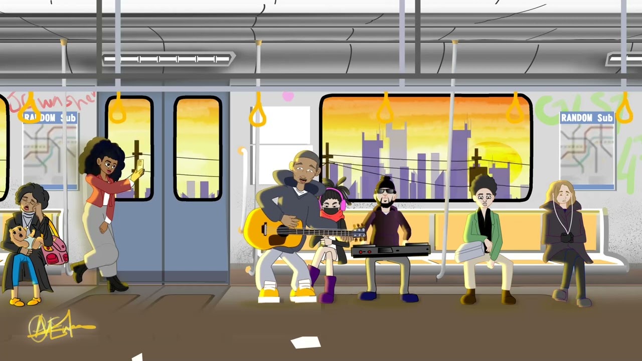 French fuse and Brazilian singing in the subway animated