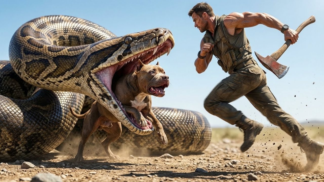 Brave Rescue Team Saves Helpless Pitbull from GIANT Python Attack 🐍🐕