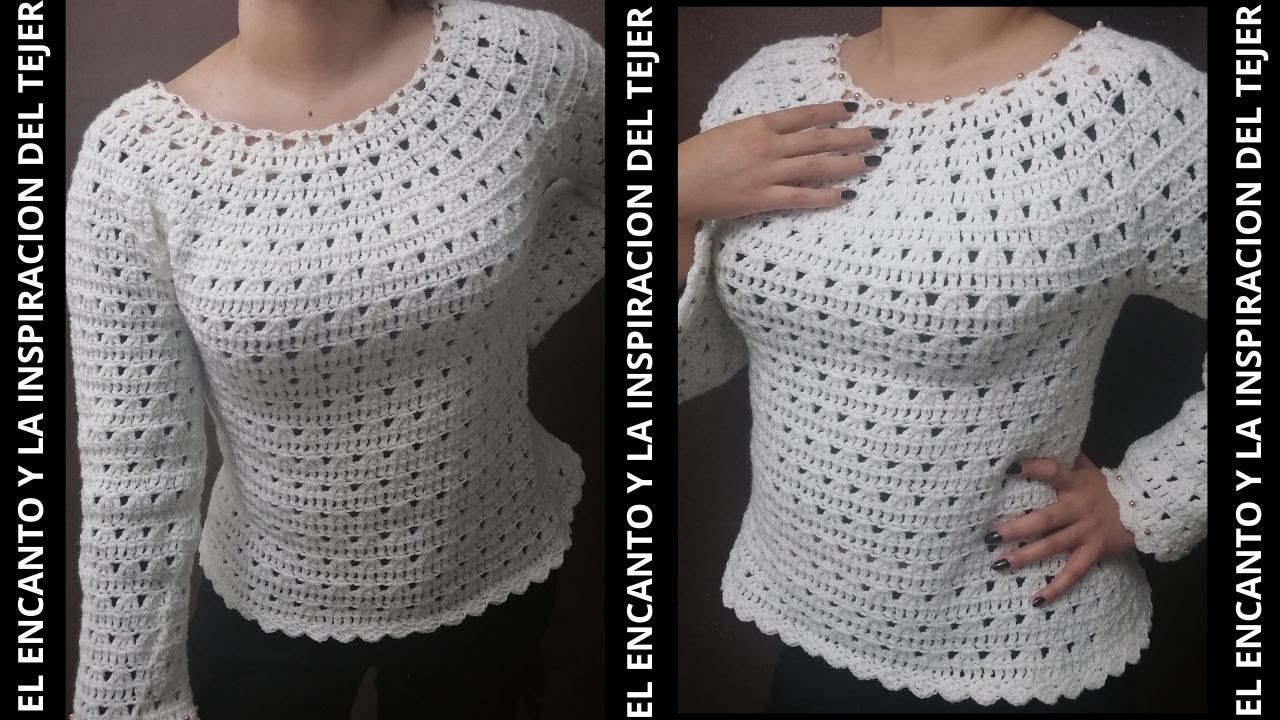 BONITO SUETER TOP DOWN A CROCHET