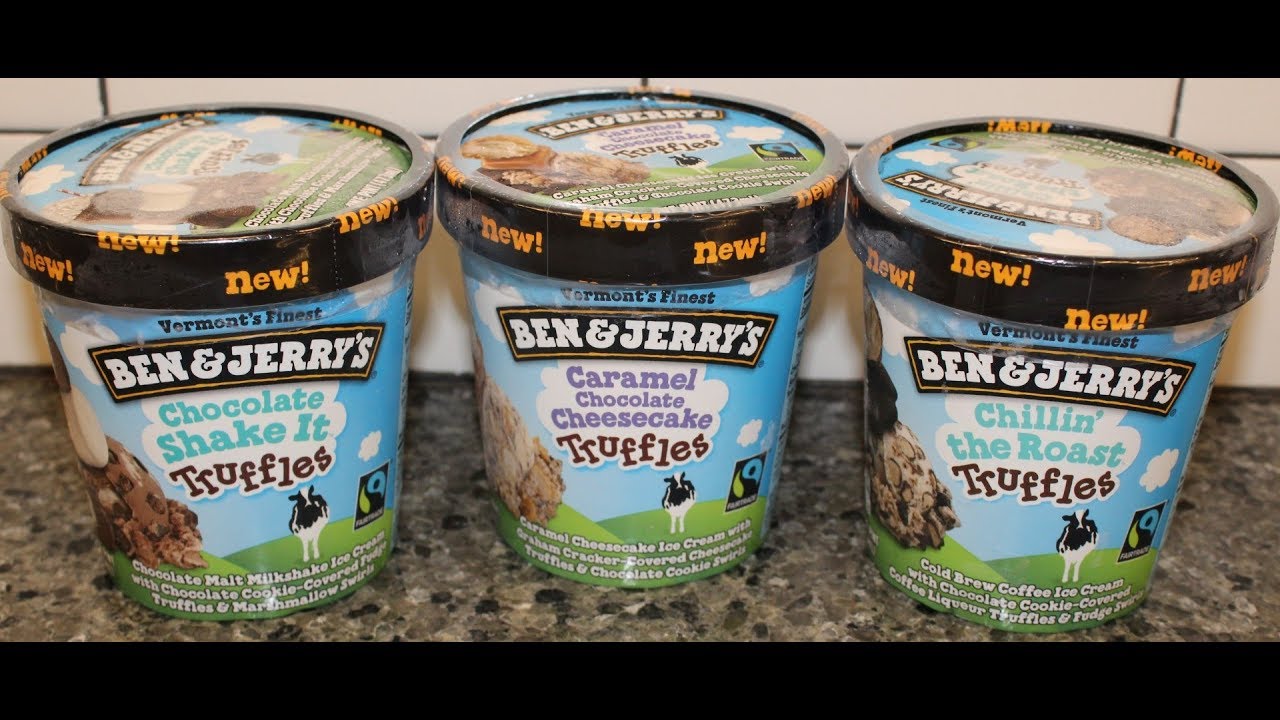 Ben & Jerry’s Truffles Chocolate Shake It, Caramel Chocolate Cheesecake, Chillin’ The Roast