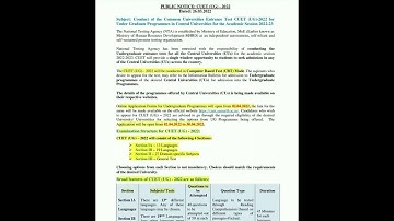 CUCET syllabus, exam pattern and application form date 2022||officially announced by NTA