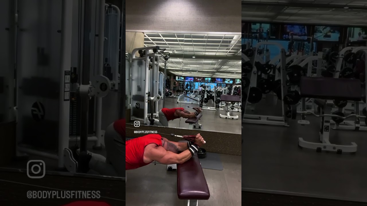 Try this head down variation of the leaning bench cable tricep extensions. For amazing triceps