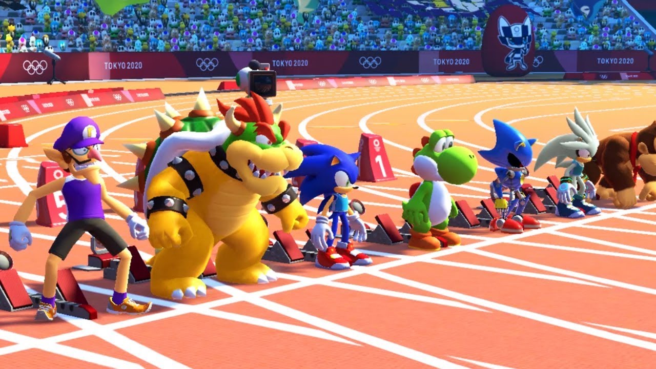 Mario & Sonic at the Olympic Games Tokyo 2020 - All Characters 100m Gameplay